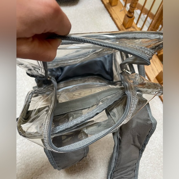 Clear See through Backpack with Gray Padded Shoulder Straps - Picture 5 of 5